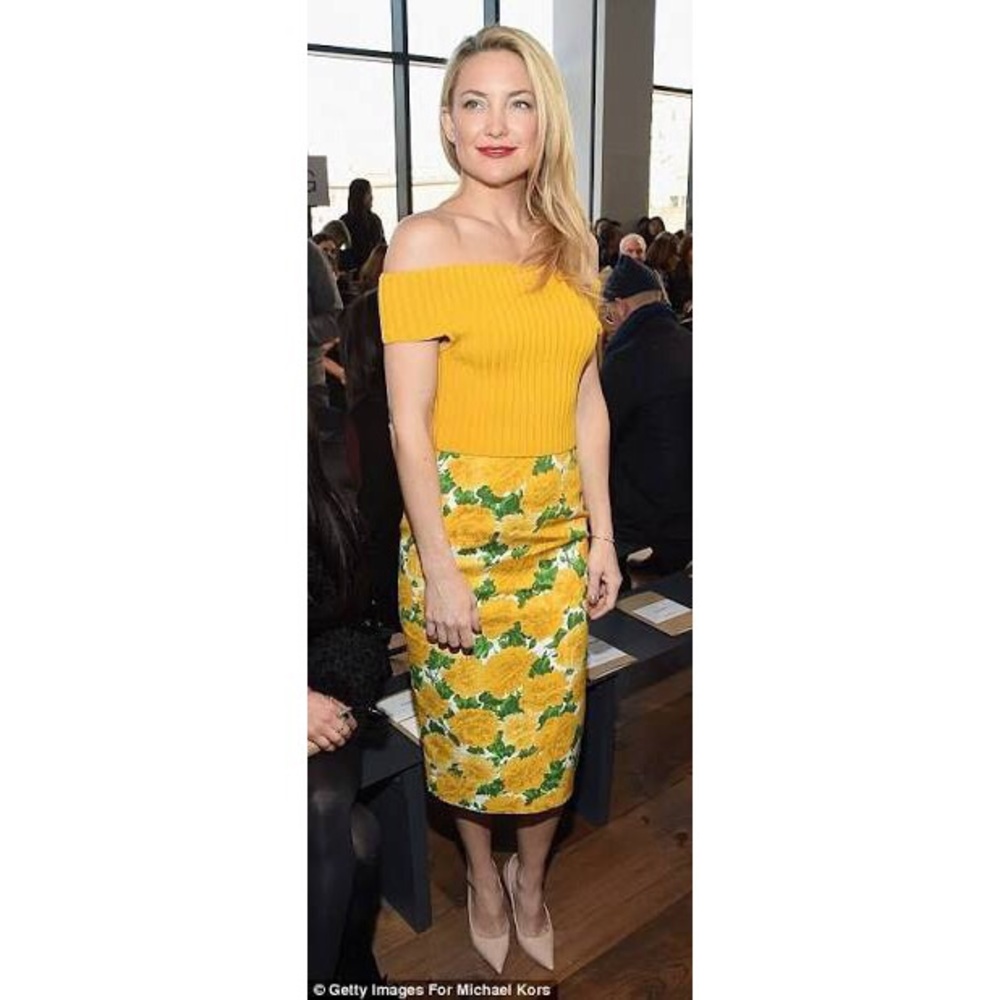 Michael Kors Yellow Floral Pencil Skirt